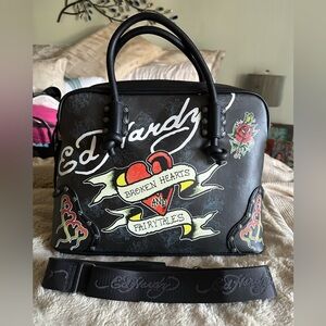 Ed Hardy Broken hearts & Fairytales Large Tattoo Satchel